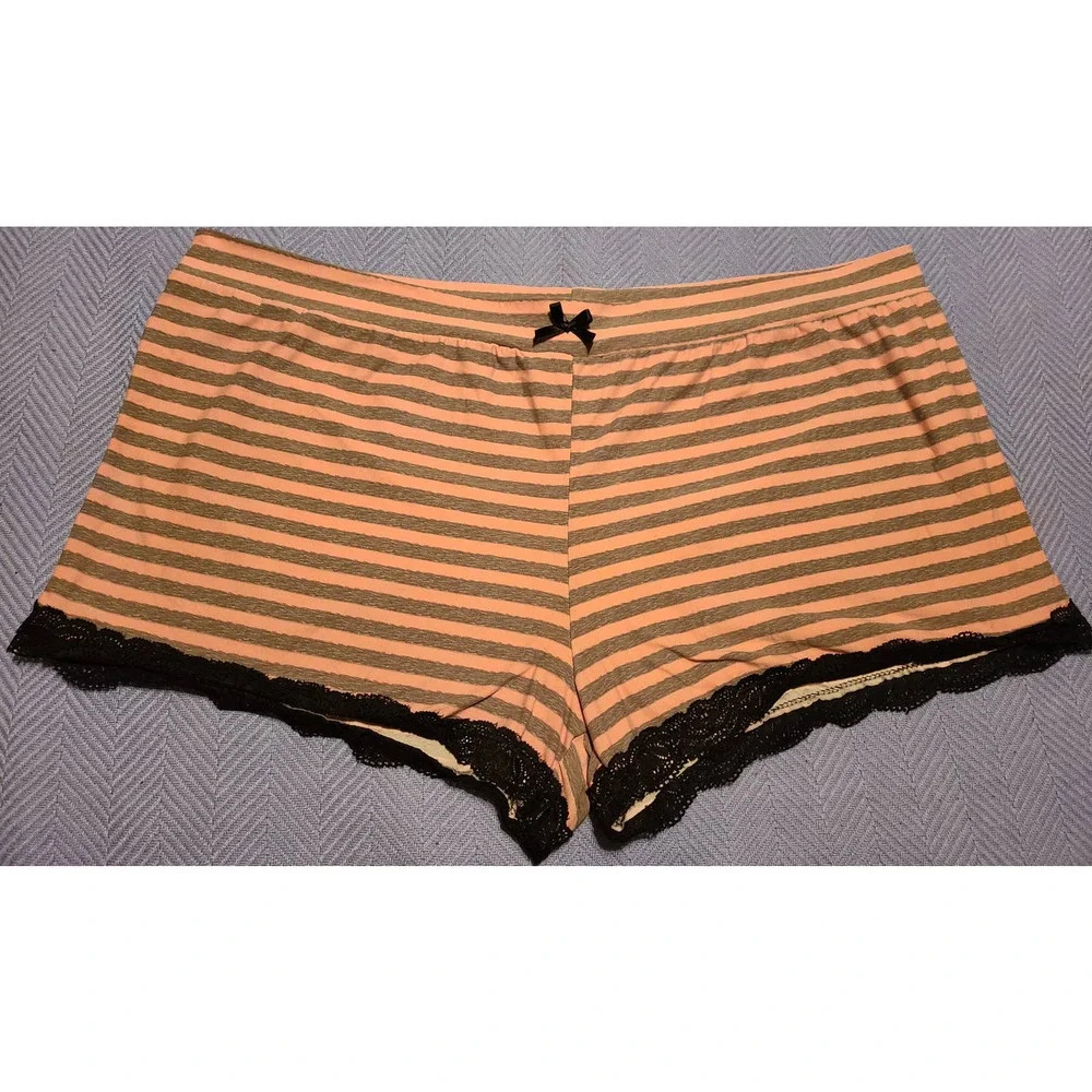 Sleepwear Shorts Women's Size 3X Striped Polyester Stretch Lace Pull On (Q)